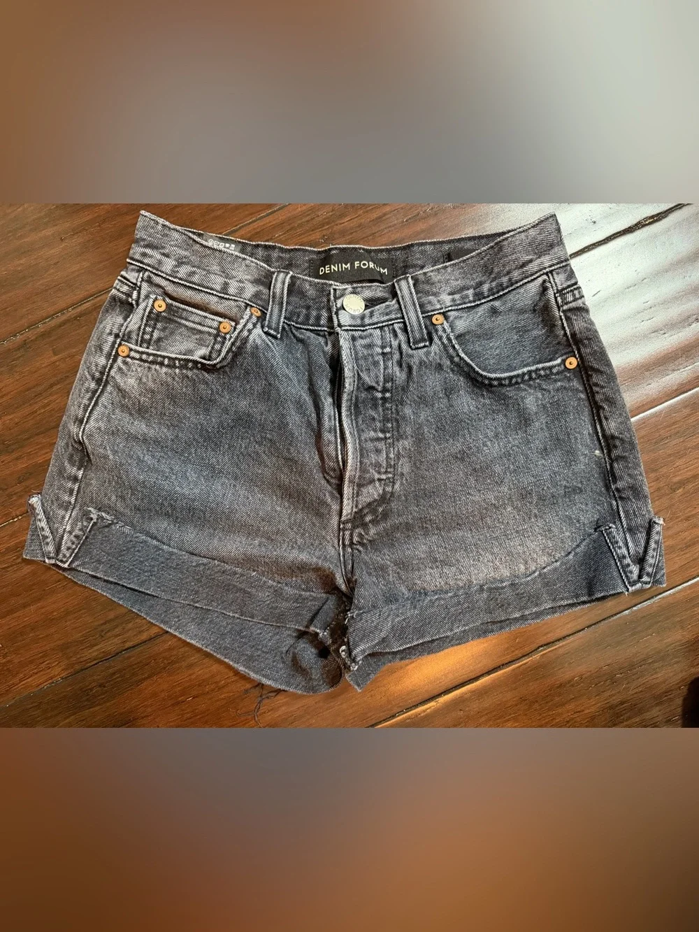 Denim Forum The Farrah Short Washed Black Denim Shorts 24